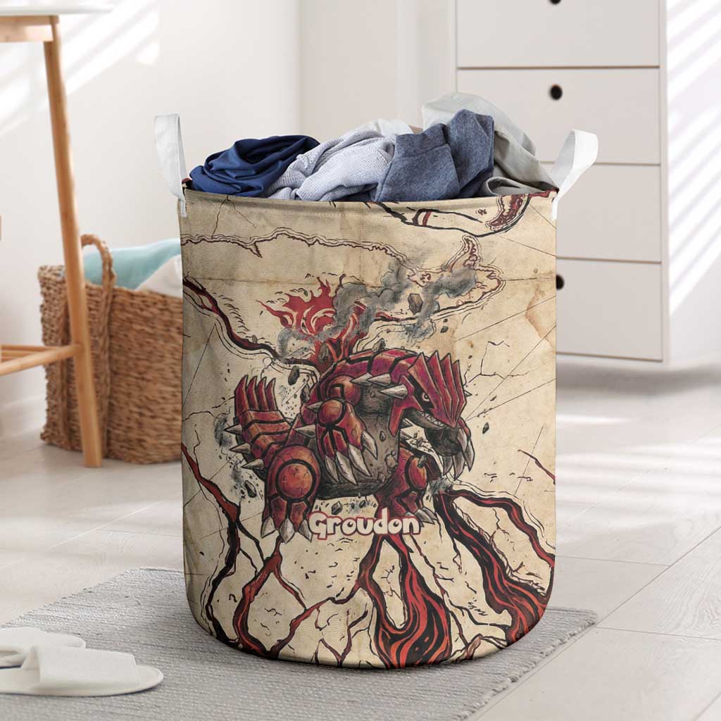 Groudon Omega Ruby Laundry Basket Ancient Volcano Map Art