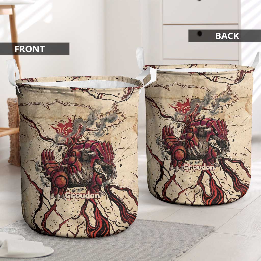 Groudon Omega Ruby Laundry Basket Ancient Volcano Map Art