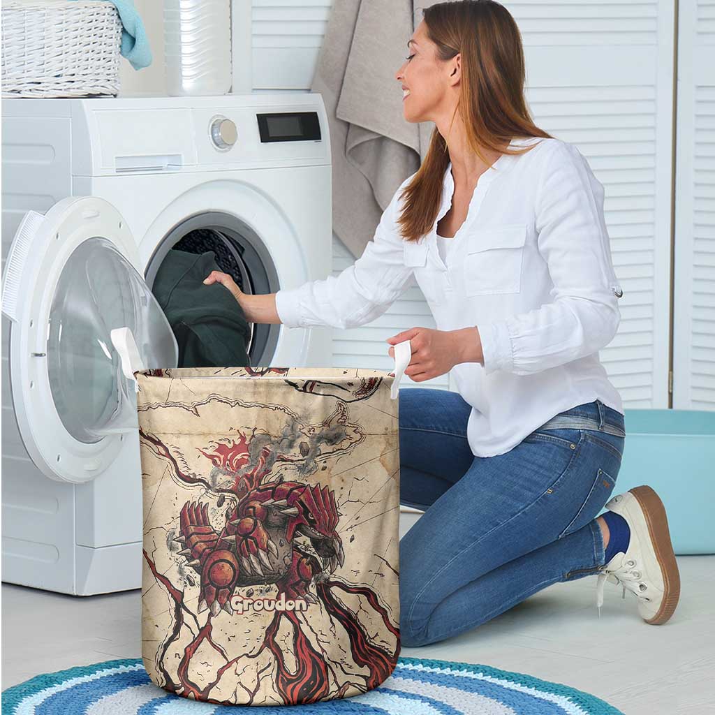 Groudon Omega Ruby Laundry Basket Ancient Volcano Map Art