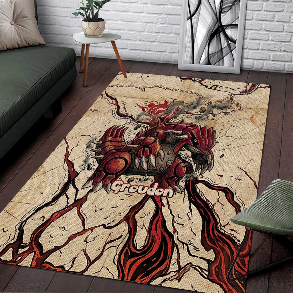 Groudon Omega Ruby Area Rug Ancient Volcano Map Art
