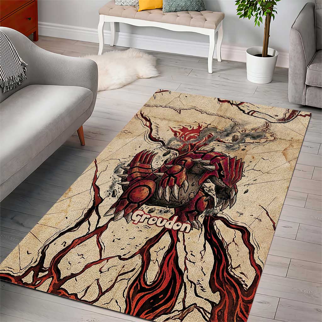 Groudon Omega Ruby Area Rug Ancient Volcano Map Art