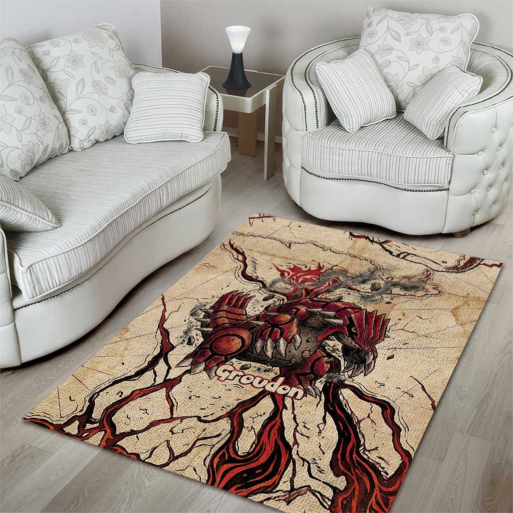 Groudon Omega Ruby Area Rug Ancient Volcano Map Art