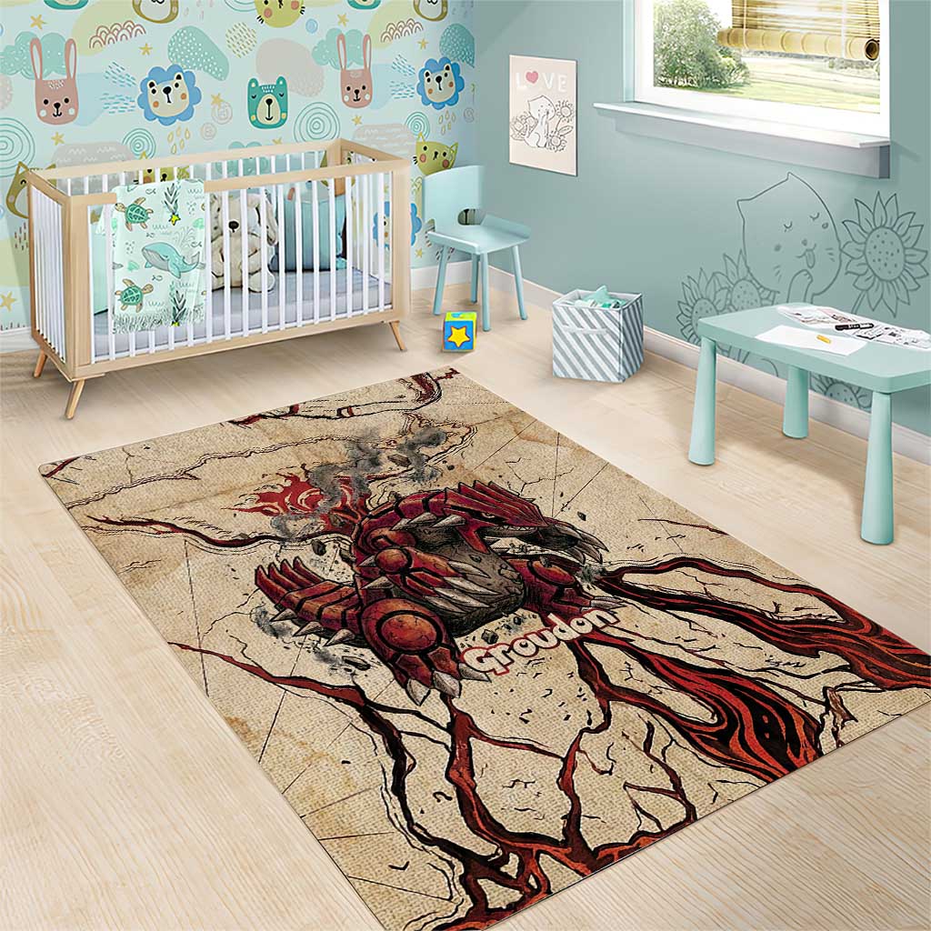 Groudon Omega Ruby Area Rug Ancient Volcano Map Art