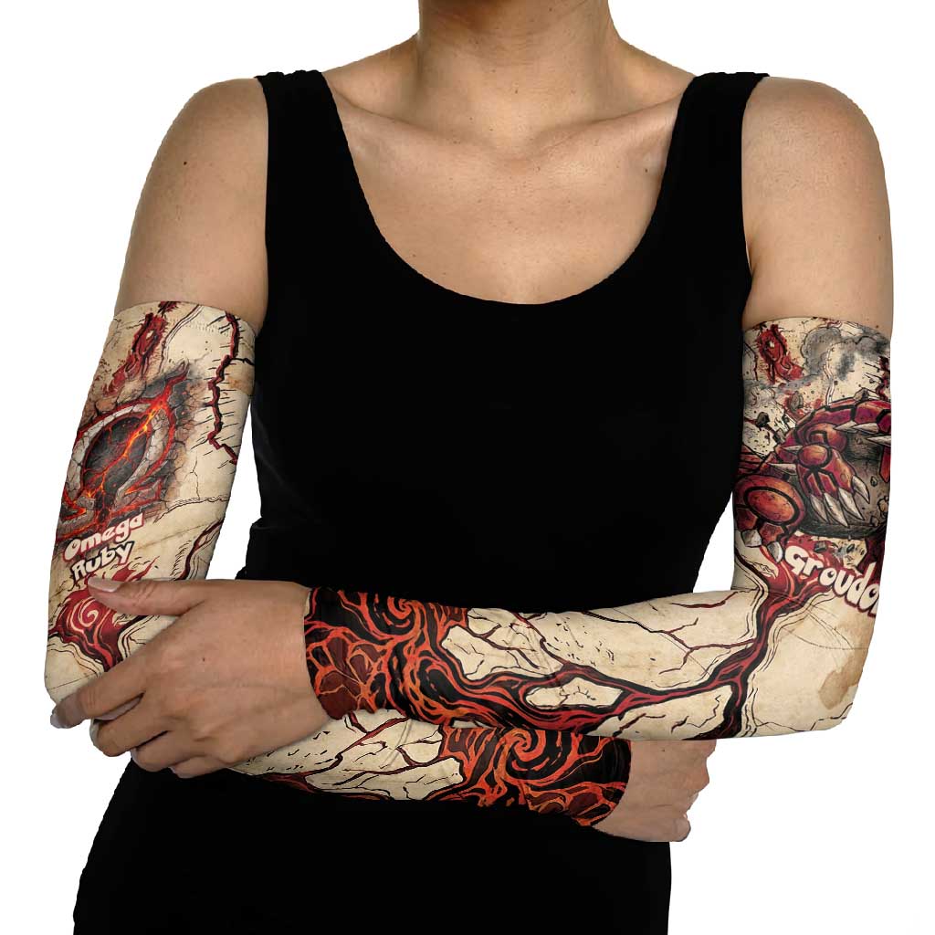 Groudon Omega Ruby Arm Sleeves Ancient Volcano Map Art