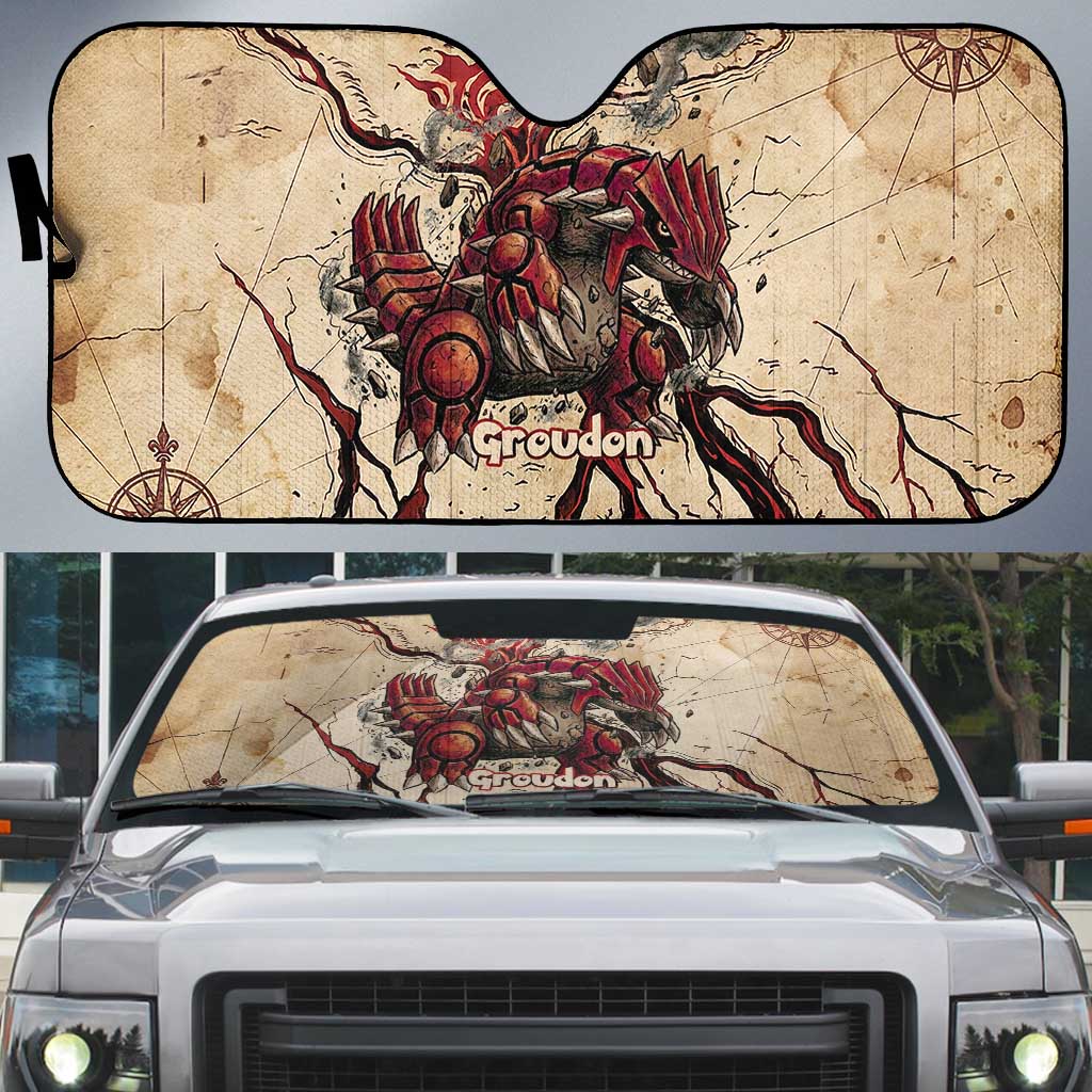 Groudon Omega Ruby Auto Sun Shade Ancient Volcano Map Art