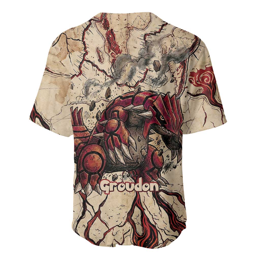 Groudon Omega Ruby Baseball Jersey Ancient Volcano Map Art