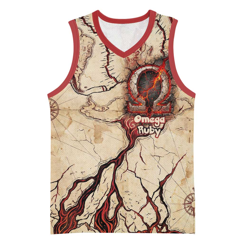 Groudon Omega Ruby Basketball Jersey Ancient Volcano Map Art
