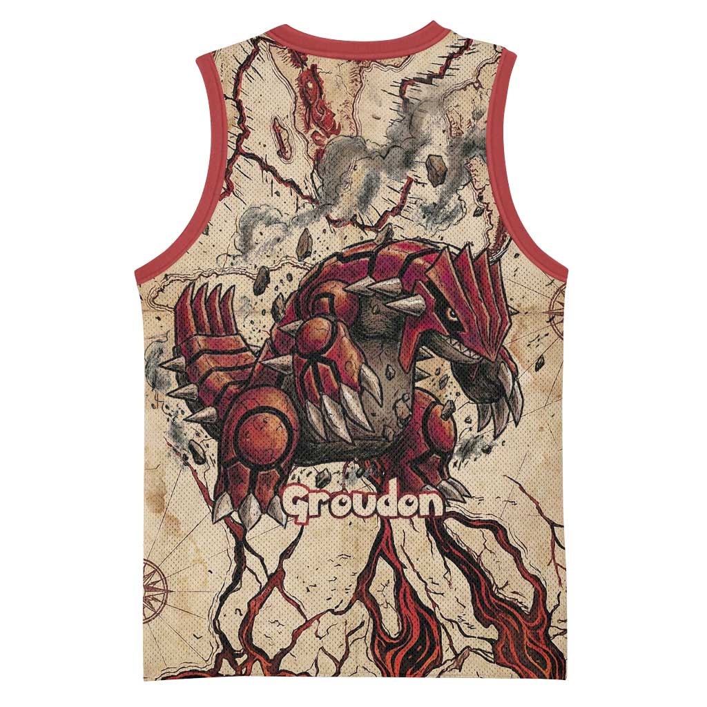 Groudon Omega Ruby Basketball Jersey Ancient Volcano Map Art