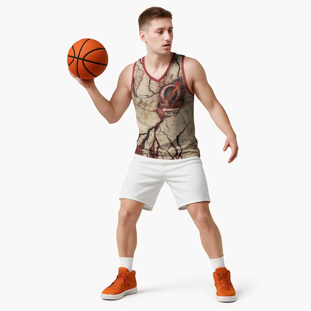 Groudon Omega Ruby Basketball Jersey Ancient Volcano Map Art