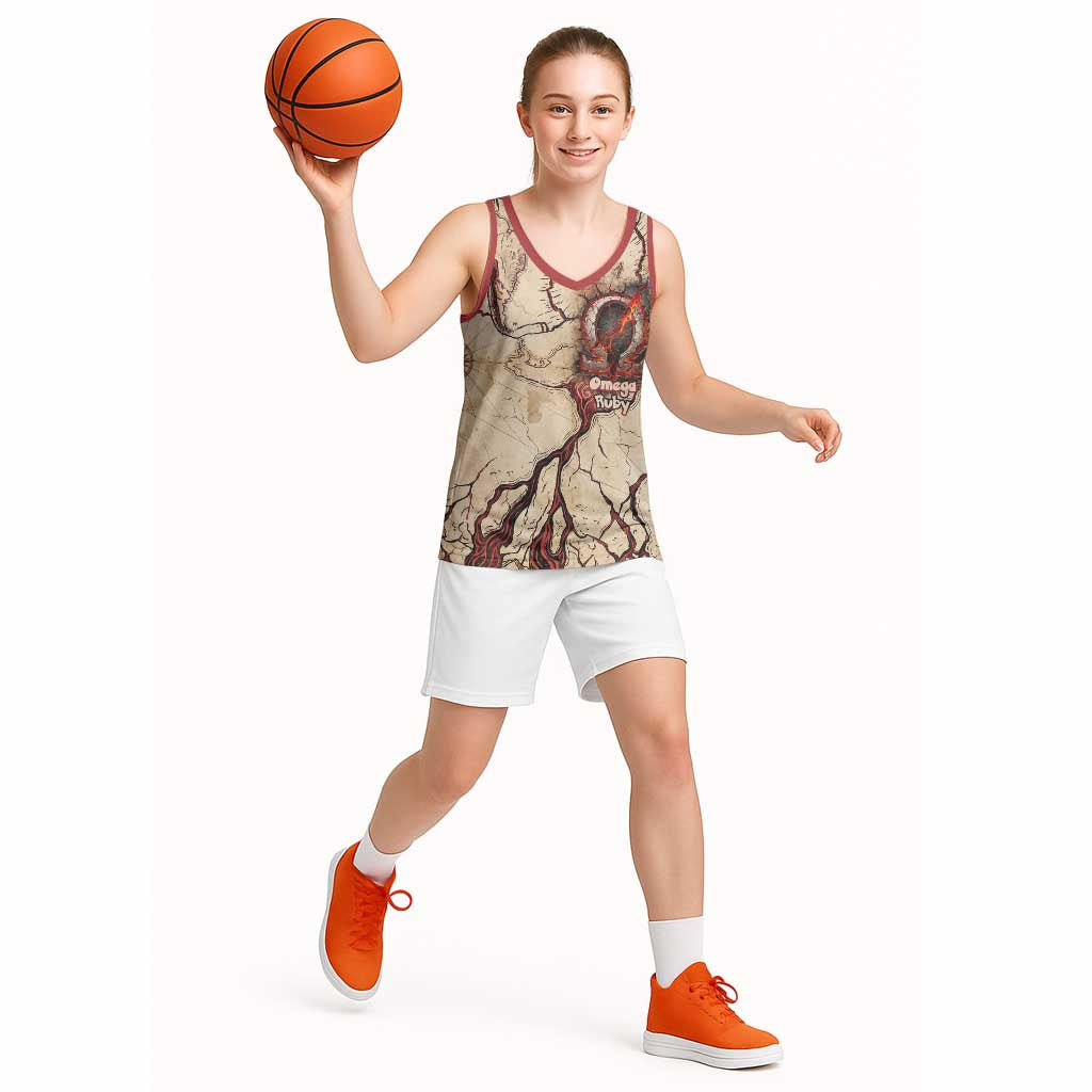 Groudon Omega Ruby Basketball Jersey Ancient Volcano Map Art