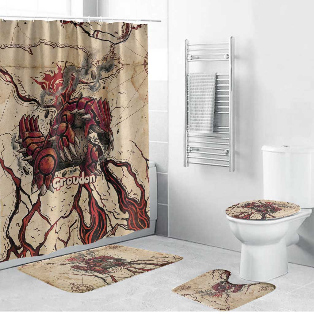Groudon Omega Ruby Bathroom Set Ancient Volcano Map Art