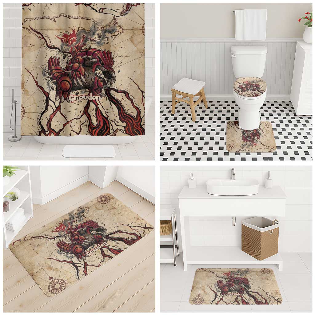 Groudon Omega Ruby Bathroom Set Ancient Volcano Map Art