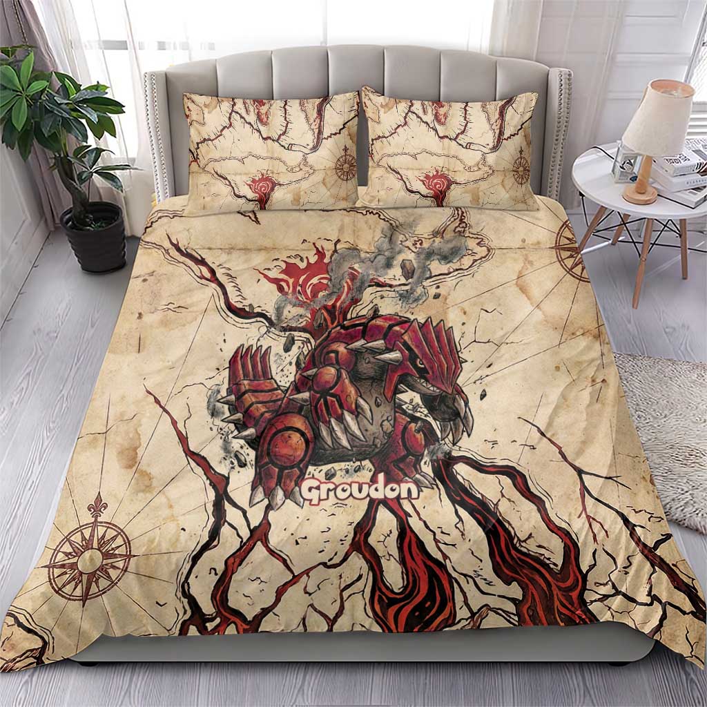 Groudon Omega Ruby Bedding Set Ancient Volcano Map Art