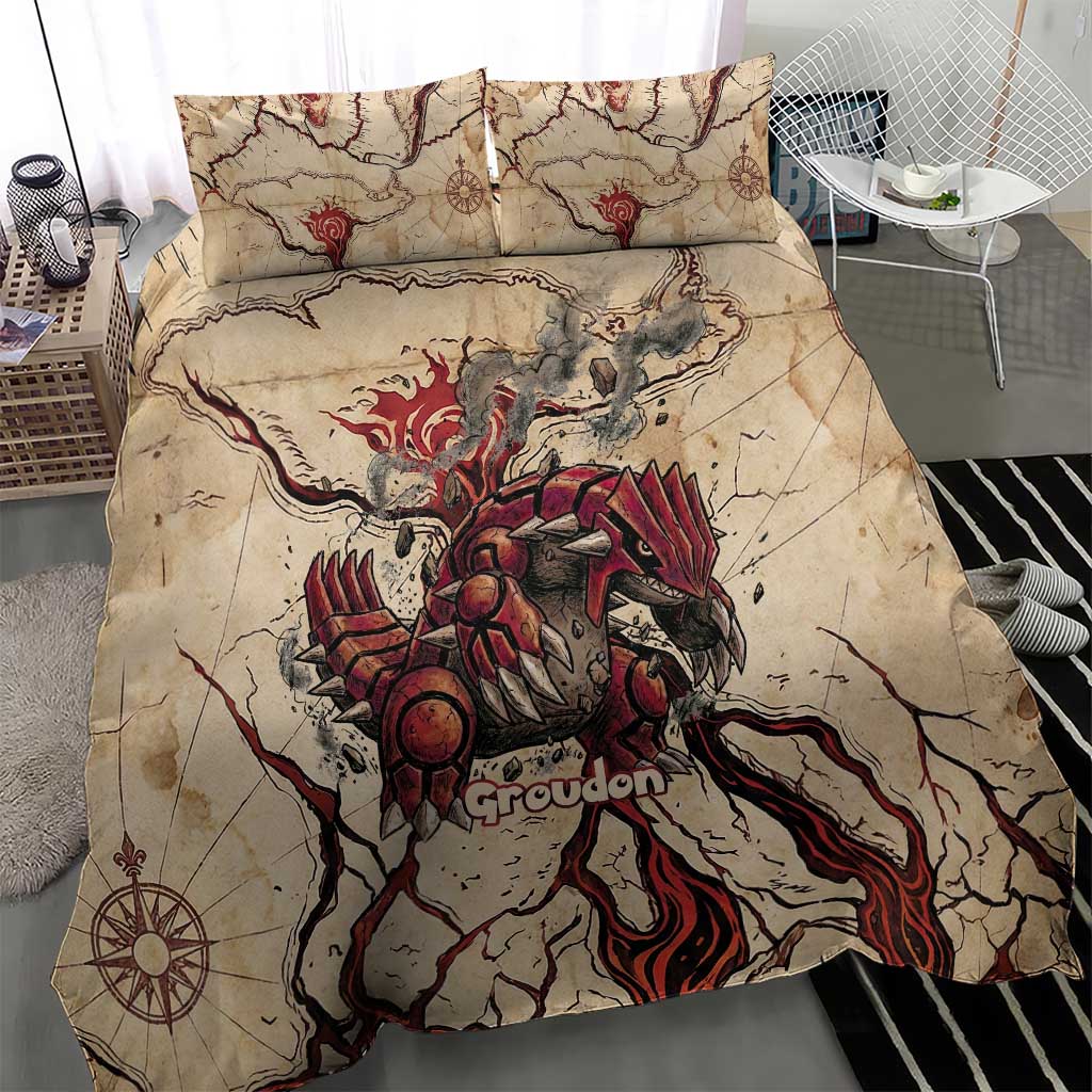 Groudon Omega Ruby Bedding Set Ancient Volcano Map Art