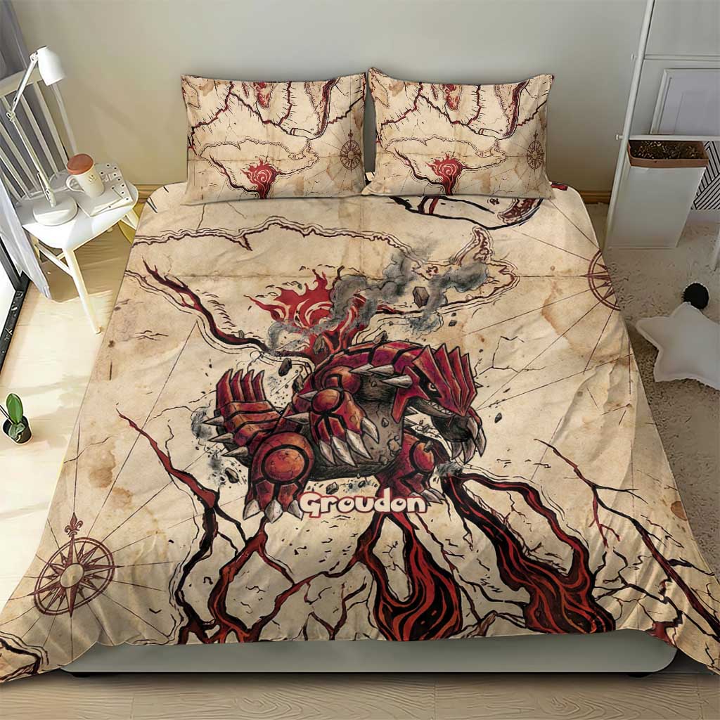 Groudon Omega Ruby Bedding Set Ancient Volcano Map Art