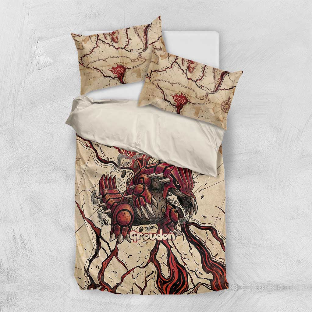 Groudon Omega Ruby Bedding Set Ancient Volcano Map Art