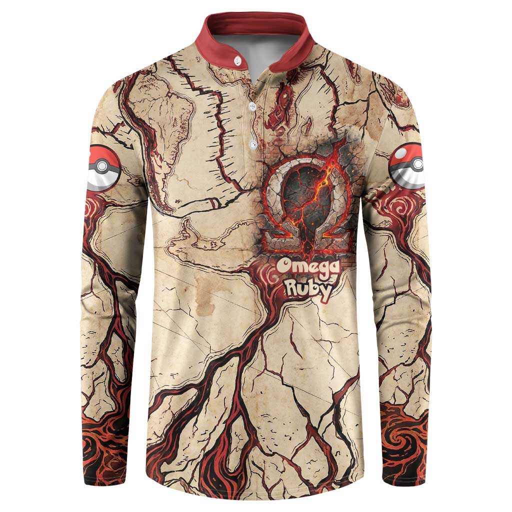Groudon Omega Ruby Button Sweatshirt Ancient Volcano Map Art