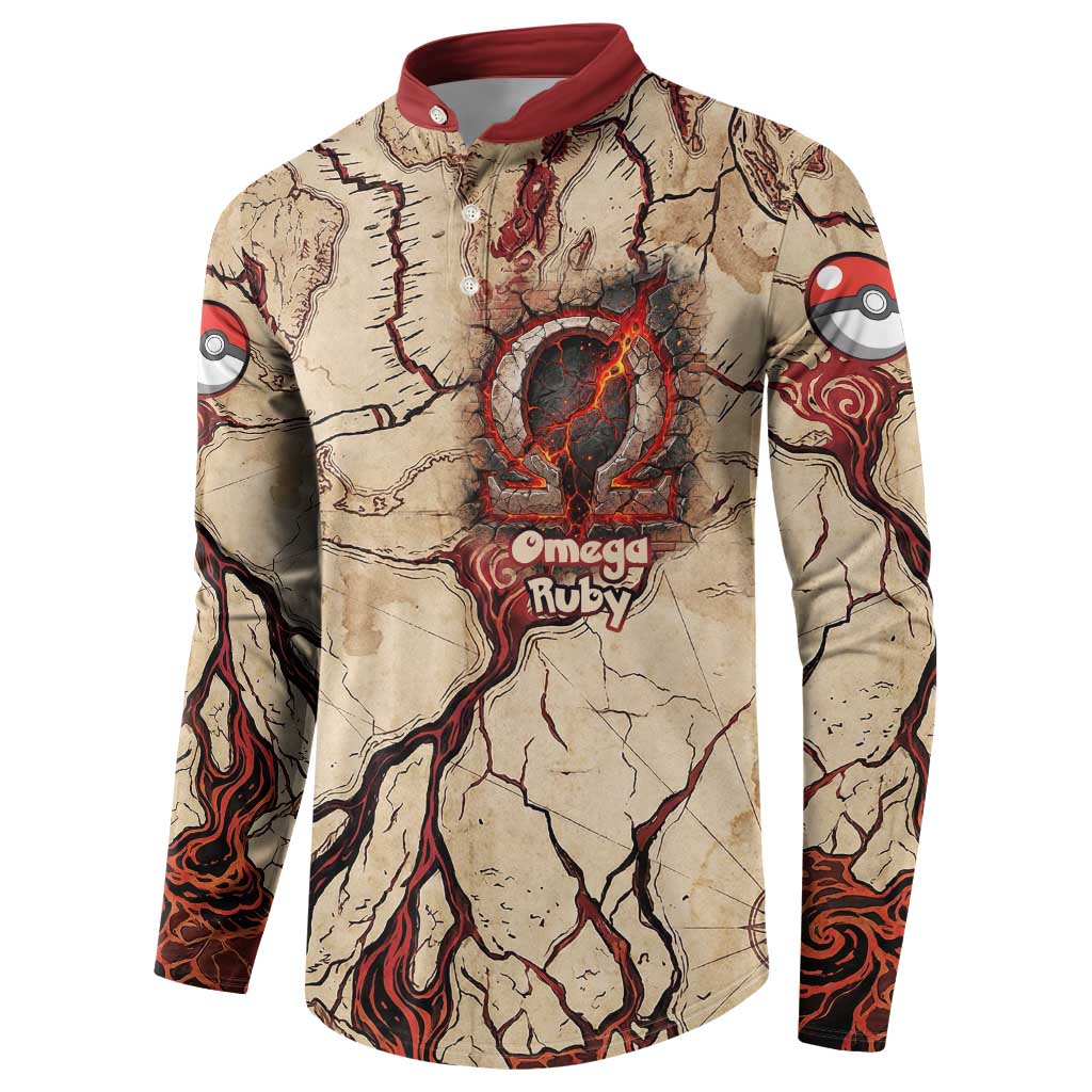 Groudon Omega Ruby Button Sweatshirt Ancient Volcano Map Art