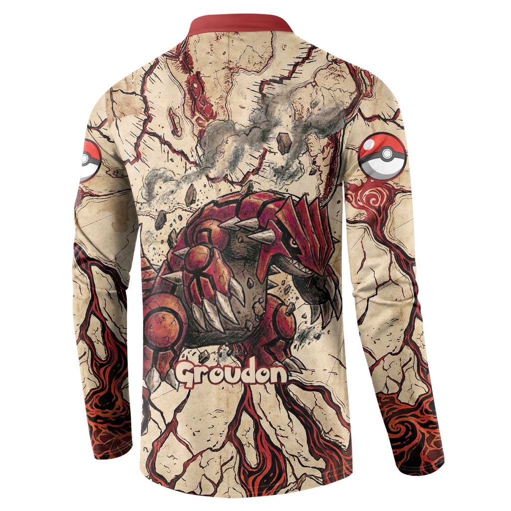 Groudon Omega Ruby Button Sweatshirt Ancient Volcano Map Art