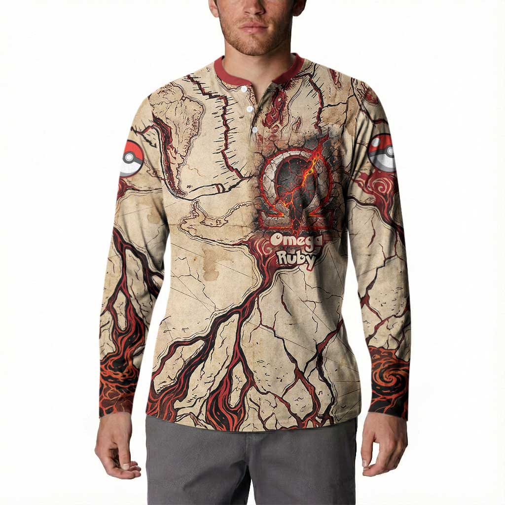Groudon Omega Ruby Button Sweatshirt Ancient Volcano Map Art