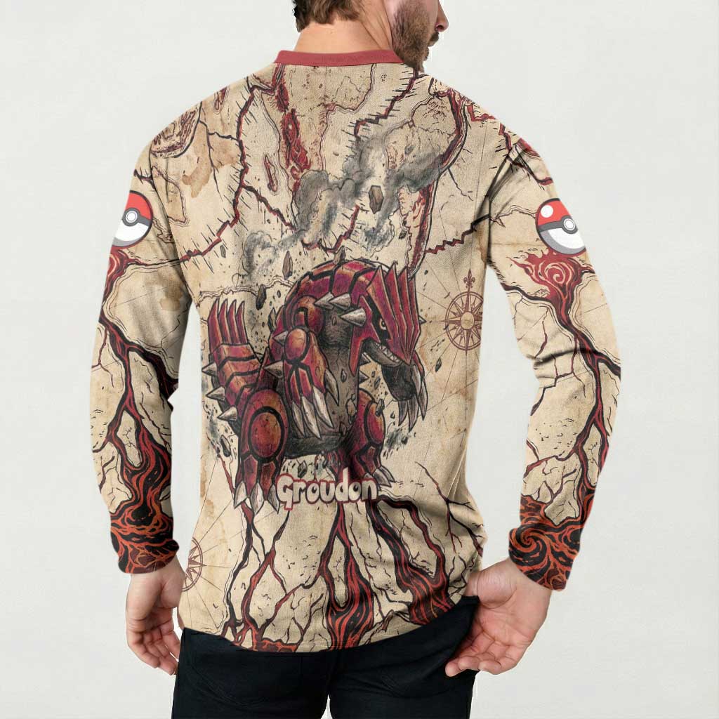 Groudon Omega Ruby Button Sweatshirt Ancient Volcano Map Art