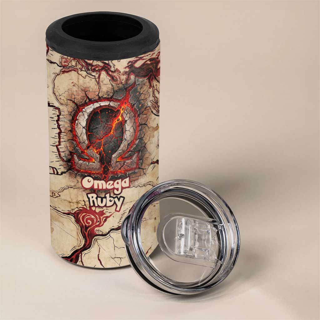Groudon Omega Ruby 4 in 1 Can Cooler Tumbler Ancient Volcano Map Art