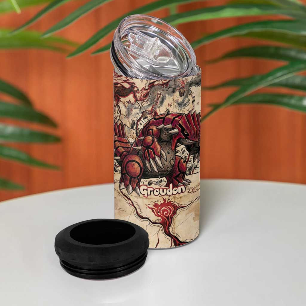 Groudon Omega Ruby 4 in 1 Can Cooler Tumbler Ancient Volcano Map Art