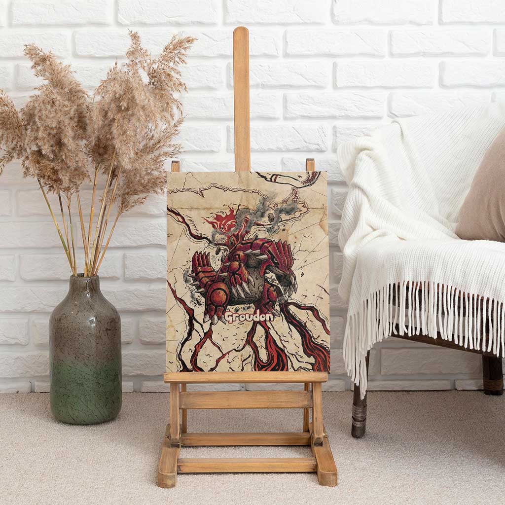Groudon Omega Ruby Canvas Wall Art Ancient Volcano Map Art