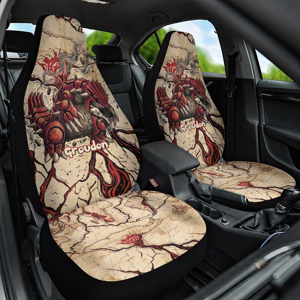 Groudon Omega Ruby Car Seat Cover Ancient Volcano Map Art