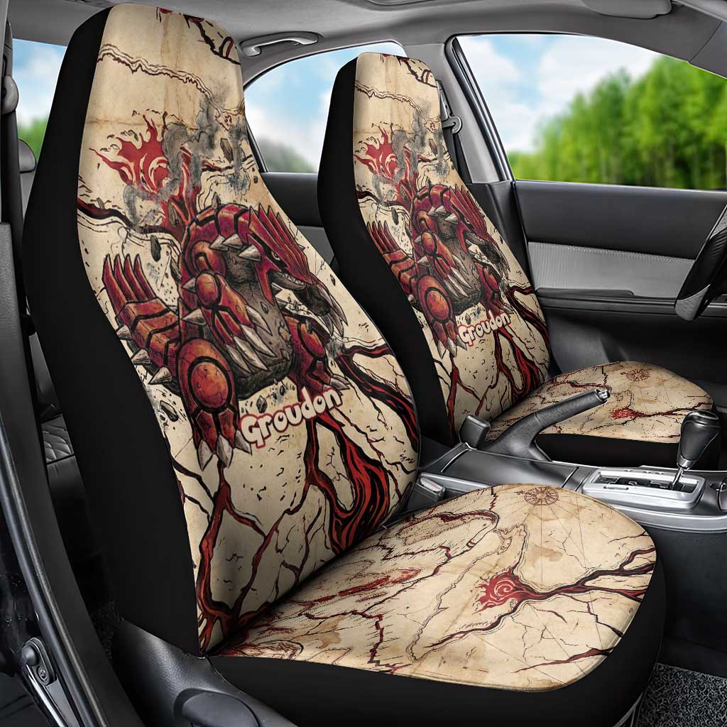 Groudon Omega Ruby Car Seat Cover Ancient Volcano Map Art