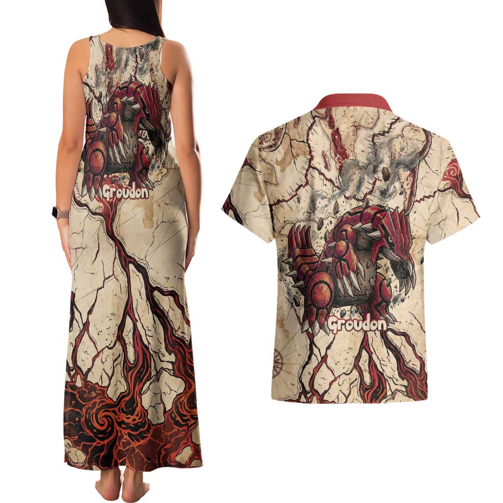 Groudon Omega Ruby Couples Matching Tank Maxi Dress and Hawaiian Shirt Ancient Volcano Map Art