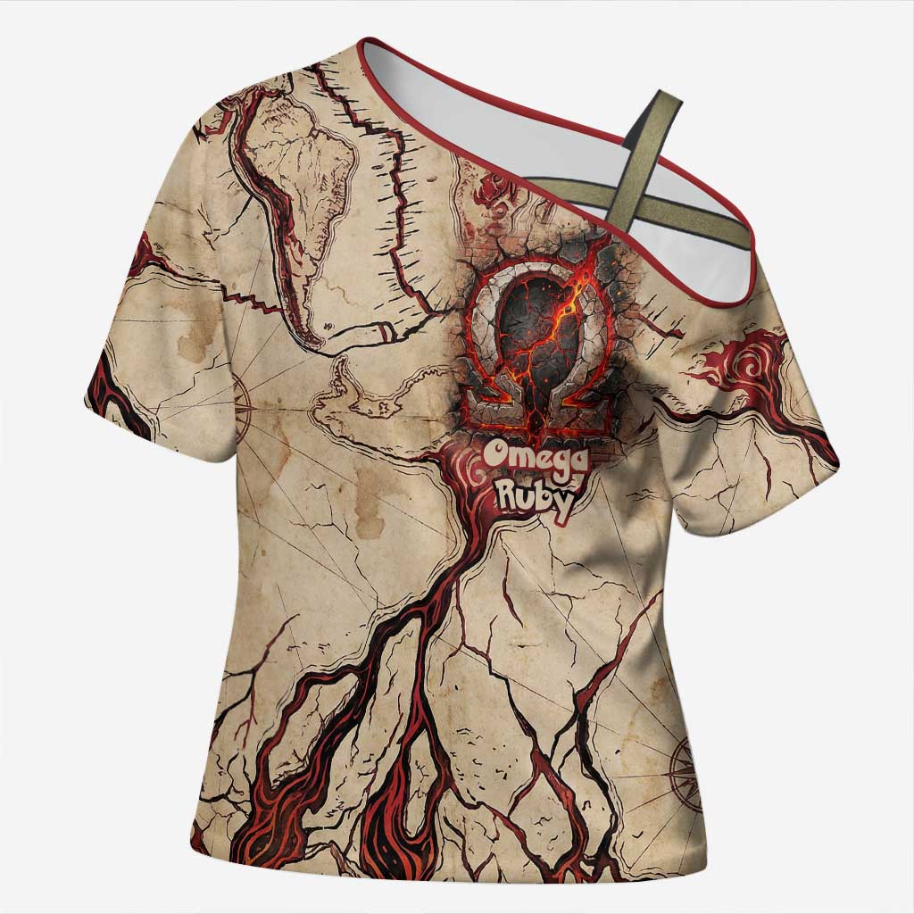 Groudon Omega Ruby Cross Shoulder Shirt Ancient Volcano Map Art