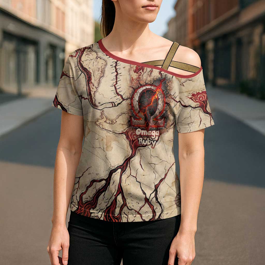 Groudon Omega Ruby Cross Shoulder Shirt Ancient Volcano Map Art