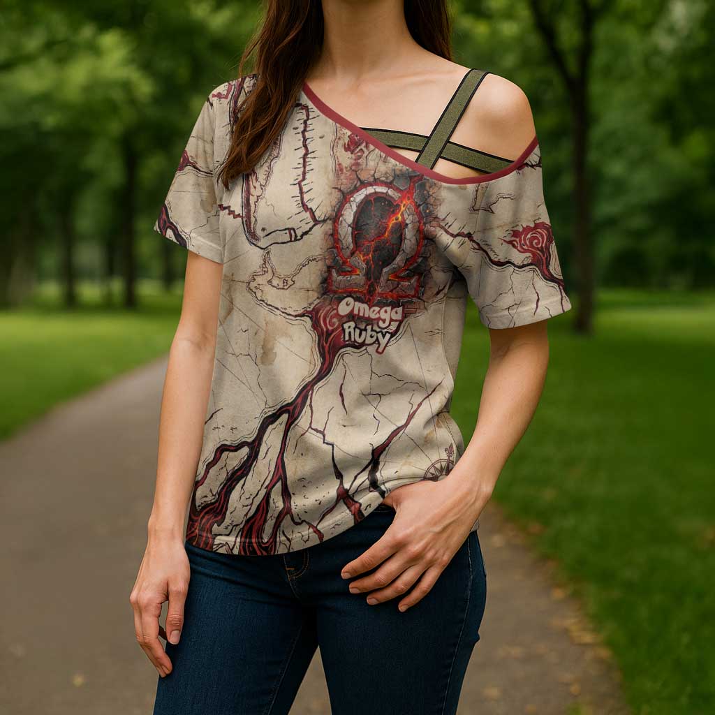Groudon Omega Ruby Cross Shoulder Shirt Ancient Volcano Map Art