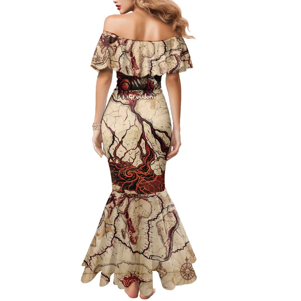 Groudon Omega Ruby Family Matching Mermaid Dress and Hawaiian Shirt Ancient Volcano Map Art