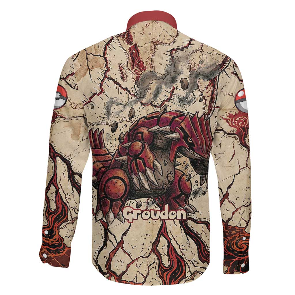 Groudon Omega Ruby Family Matching Off Shoulder Maxi Dress and Hawaiian Shirt Ancient Volcano Map Art