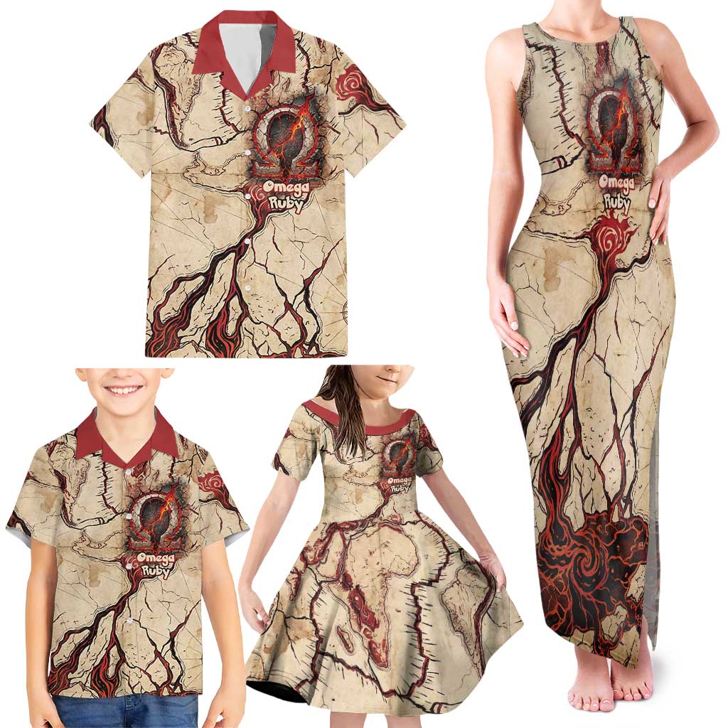 Groudon Omega Ruby Family Matching Tank Maxi Dress and Hawaiian Shirt Ancient Volcano Map Art