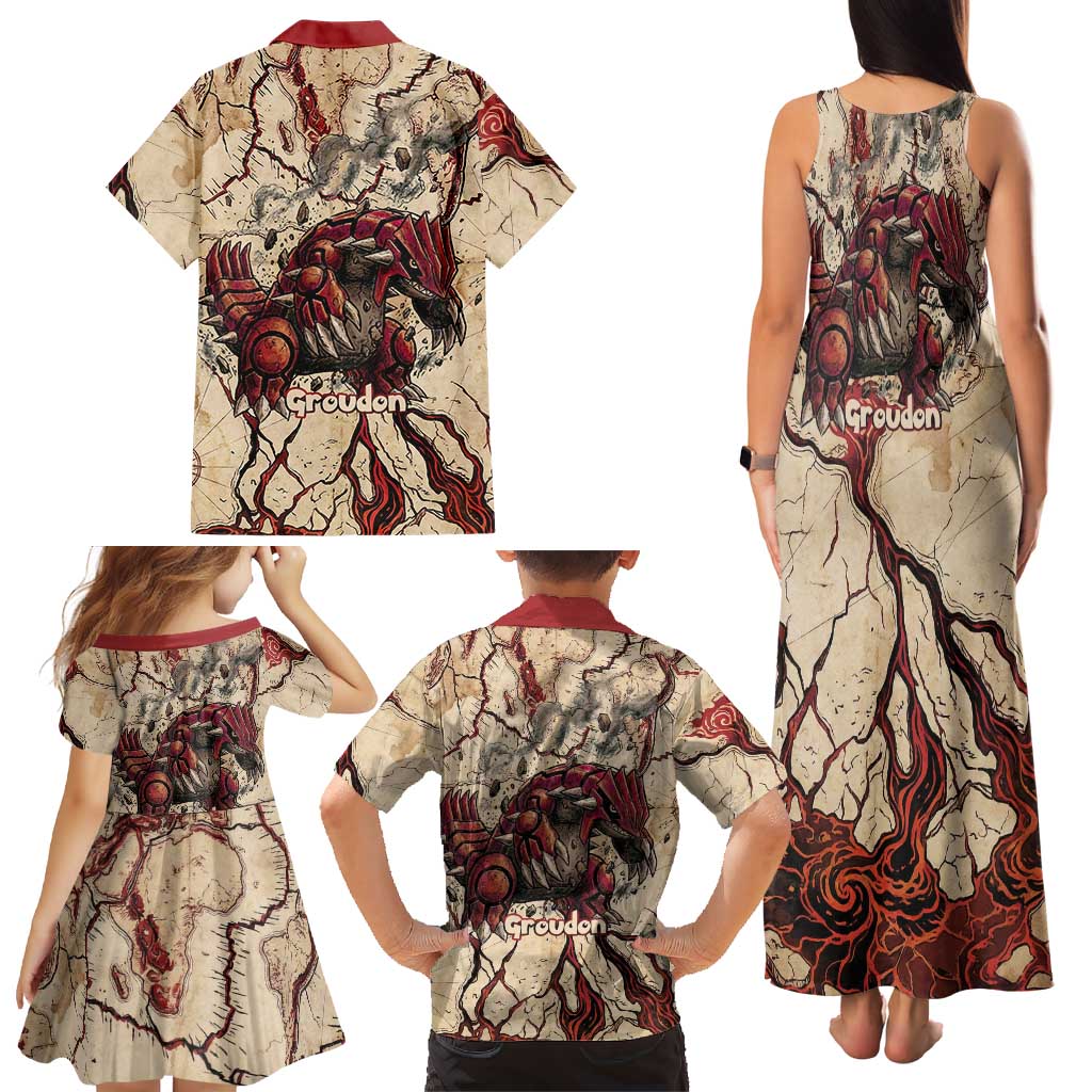 Groudon Omega Ruby Family Matching Tank Maxi Dress and Hawaiian Shirt Ancient Volcano Map Art