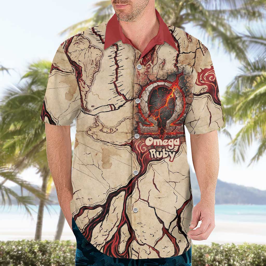 Groudon Omega Ruby Hawaiian Shirt Ancient Volcano Map Art