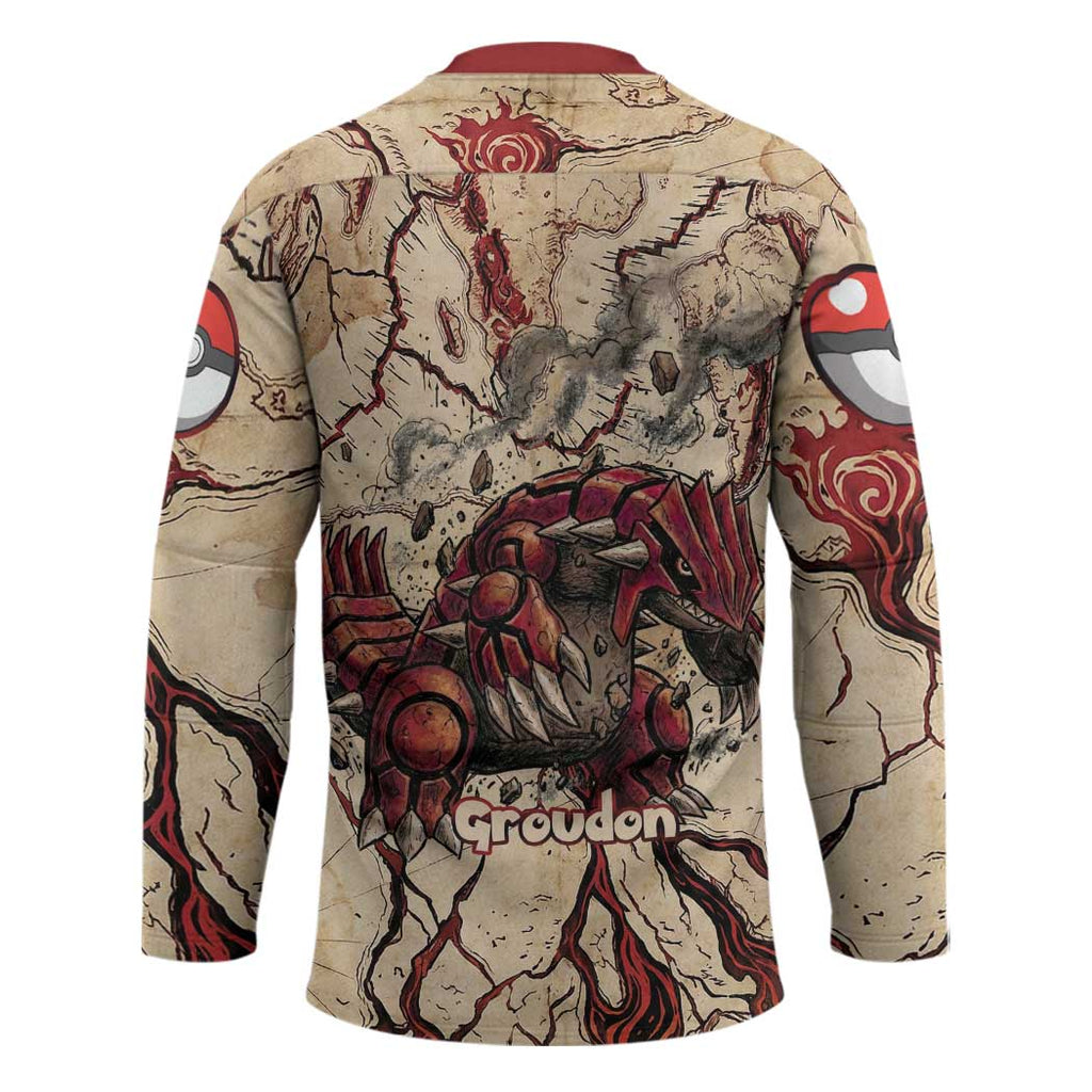 Groudon Omega Ruby Hockey Jersey Ancient Volcano Map Art