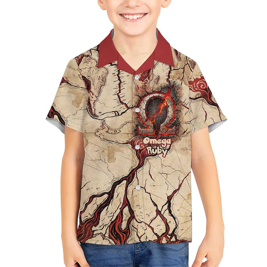 Groudon Omega Ruby Kid Hawaiian Shirt Ancient Volcano Map Art