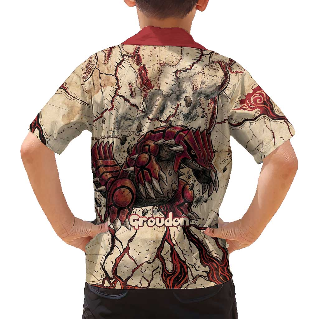 Groudon Omega Ruby Kid Hawaiian Shirt Ancient Volcano Map Art