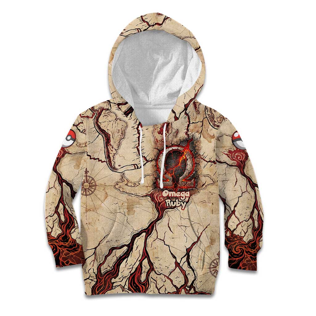 Groudon Omega Ruby Kid Hoodie Ancient Volcano Map Art