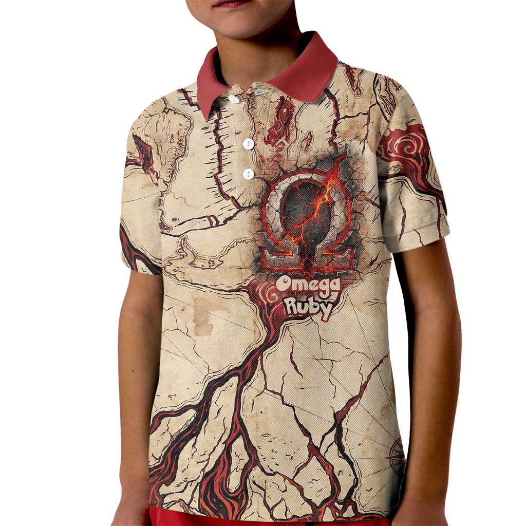 Groudon Omega Ruby Kid Polo Shirt Ancient Volcano Map Art