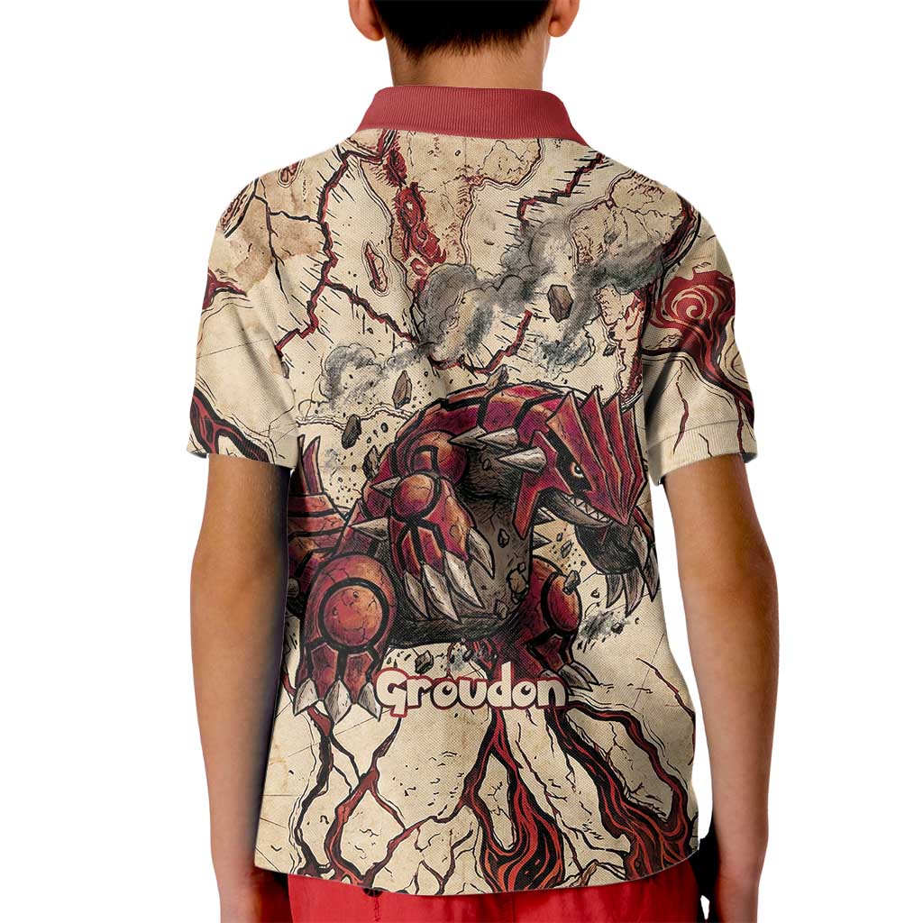 Groudon Omega Ruby Kid Polo Shirt Ancient Volcano Map Art