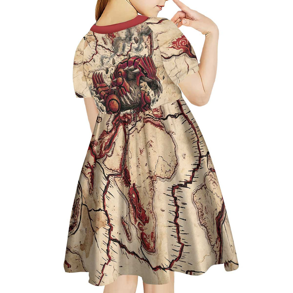 Groudon Omega Ruby Kid Short Sleeve Dress Ancient Volcano Map Art