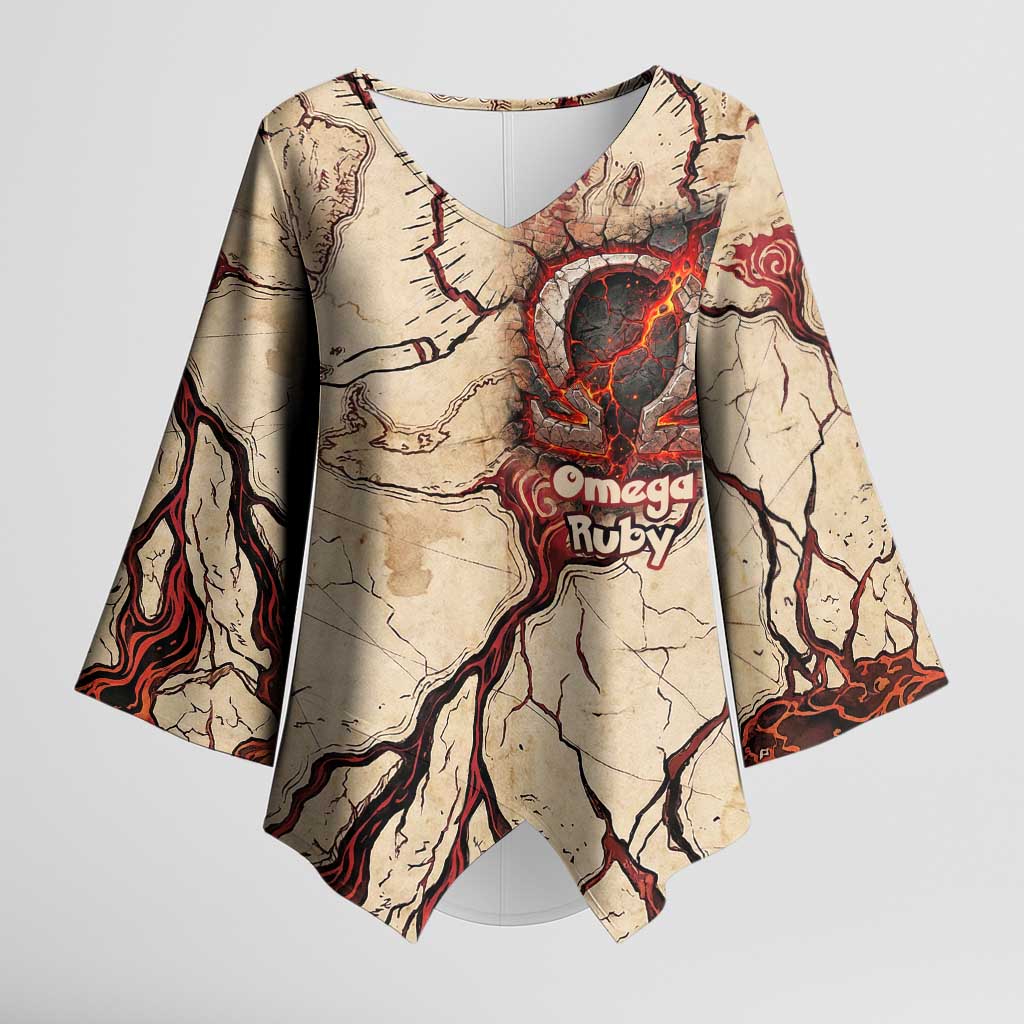 Groudon Omega Ruby Kimono Sleeve Blouse Ancient Volcano Map Art