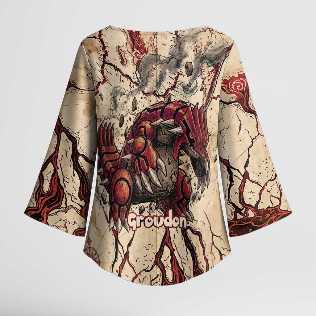 Groudon Omega Ruby Kimono Sleeve Blouse Ancient Volcano Map Art