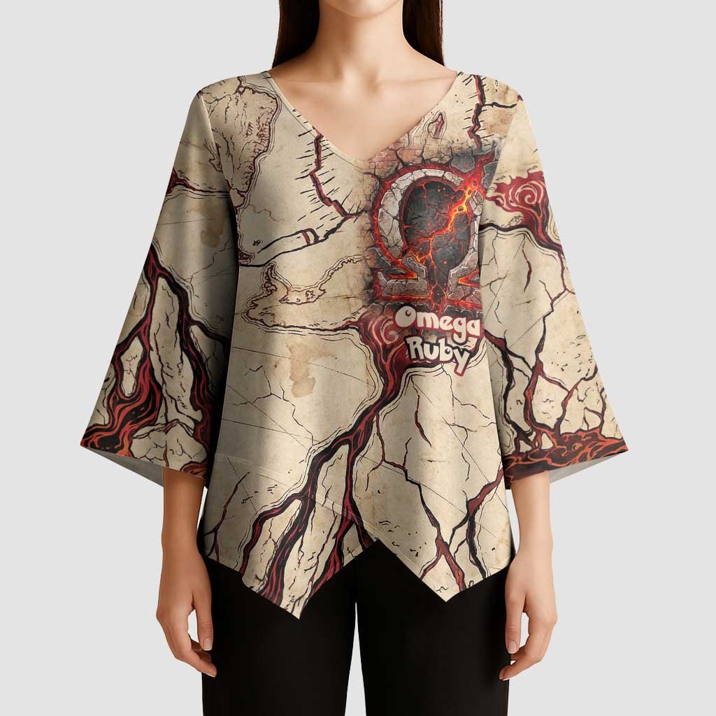 Groudon Omega Ruby Kimono Sleeve Blouse Ancient Volcano Map Art