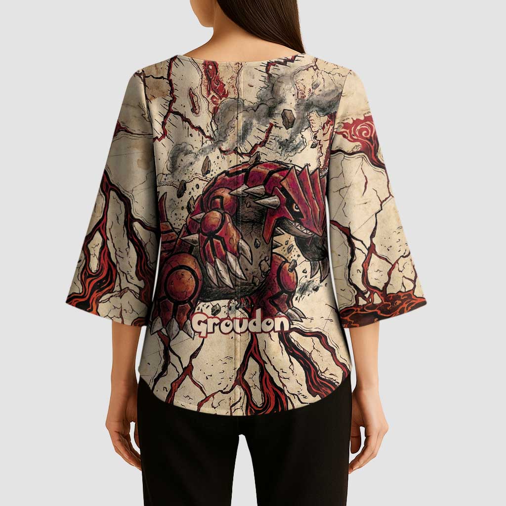 Groudon Omega Ruby Kimono Sleeve Blouse Ancient Volcano Map Art